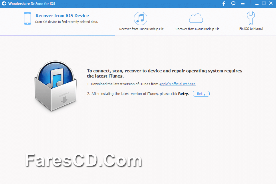 برنامج استعادة المحذوفات من اى فون Wondershare Dr.Fone for iOS 6.0.0.25 (1)
