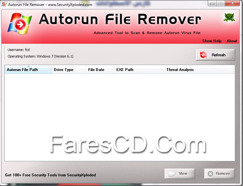 أداة كشف وإزالة فيروسات اوتورن Autorun File Remover 3.0 Final (1)