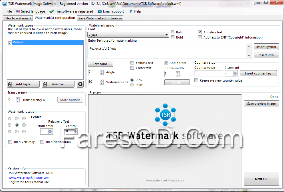 برنامج حفظ الحقوق على الصور | TSR Watermark Image 3.6.0.9