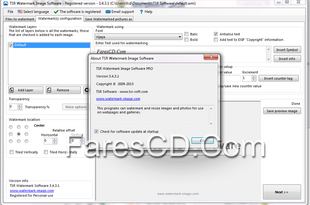 برنامج حفظ الحقوق على الصور | TSR Watermark Image 3.6.0.9