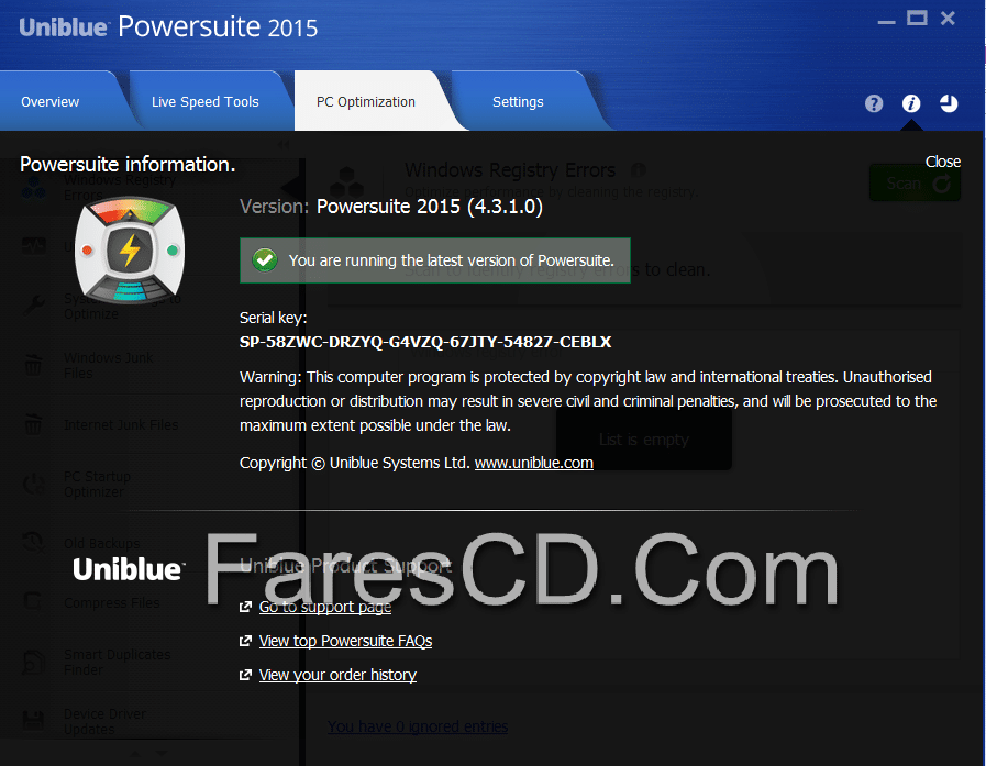 برنامج صيانة الويندوز Uniblue Powersuite 2015 4.3 (5)