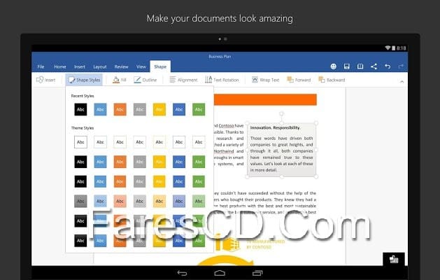 تطبيق ميكروسوفت وورد للأندرويد Microsoft Word for Tablet v16.0.3823.1007 (2)