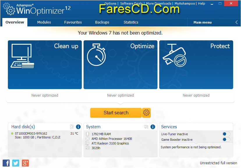 برنامج أشامبو لصيانة الويندوز Ashampoo WinOptimizer 12 (1)