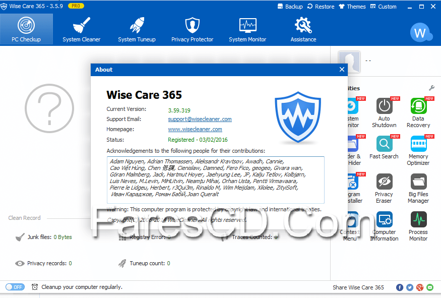 برنامج تسريع وتنظيف الويندوز Wise Care 365 Pro 3.59 Build 319 (1)