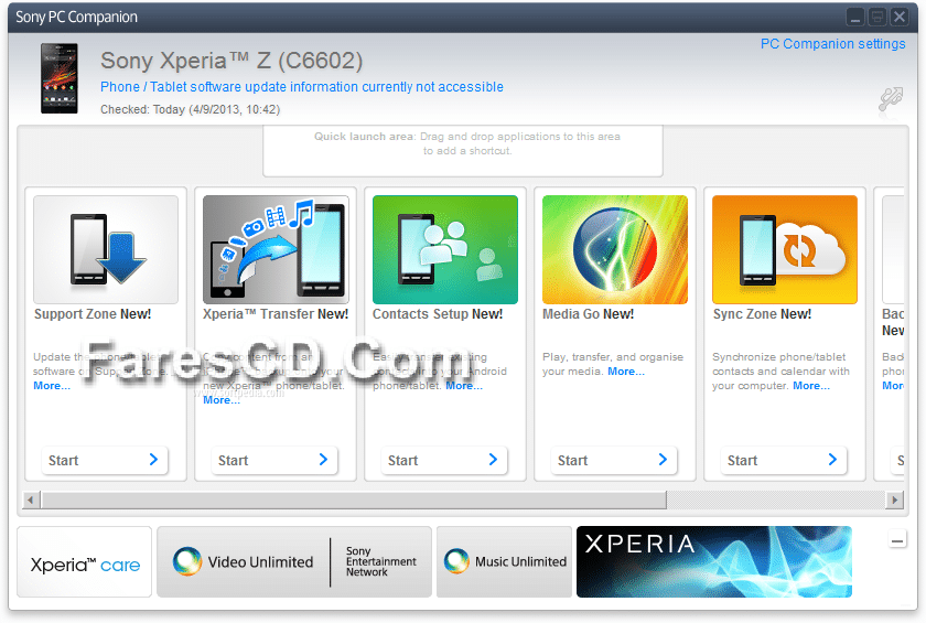 برنامج إدارة وتحديث هواتف سونى Sony PC Companion 2.10.259 (1)