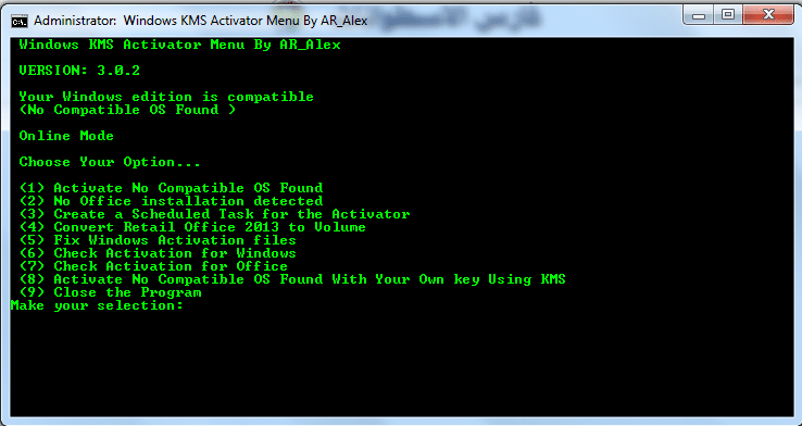 أكتيف تفعيل كل إصدارت ميكرسوفت Windows KMS Activator by AR_Alex v3.0.2
