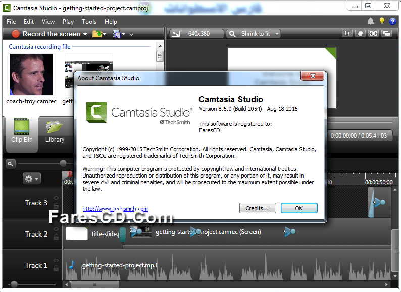 برنامج تصوير الشاشة وعمل الشروحات TechSmith Camtasia Studio 8.6.0 Build 2054