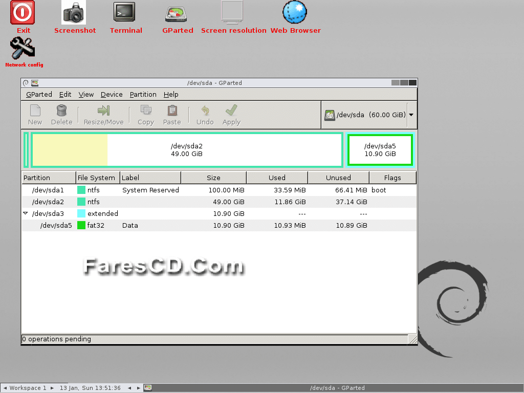 اسطوانة تقسيم وصيانة الهارديسك Gnome Partition Editor (GPartEd) Live 0.24.0-2 (2)