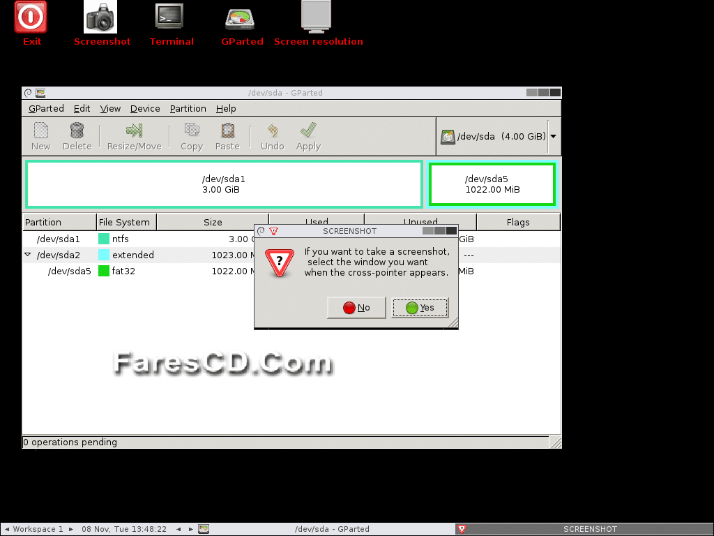 اسطوانة تقسيم وصيانة الهارديسك Gnome Partition Editor (GPartEd) Live 0.24.0-2 (3)