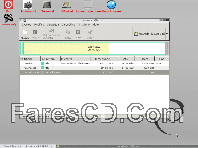 اسطوانة تقسيم وصيانة الهارديسك Gnome Partition Editor (GPartEd) Live 0.26.0-1