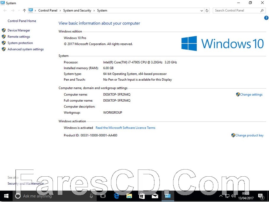 ويندوز 10 برو مفعل Windows 10 Pro X64 v.1703 Build 15063.13 RS2 April 2017