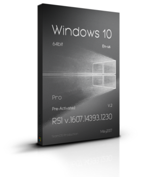 Windows 10 Pro RS1 v.1607.14393.1230 En-us x64 V.2 May2017 Pre-Activated