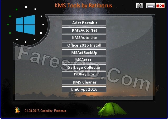 تجميعة تفعيلات الويندوز والأوفيس | Ratiborus KMS Tools 01.09.2017