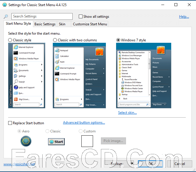 برنامج إنشاء وإدارة قائمة ستارت | Classic-Start