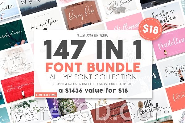 تحميل خطوط إنجليزية 2018 | Full 147 IN 1 Font Bundle