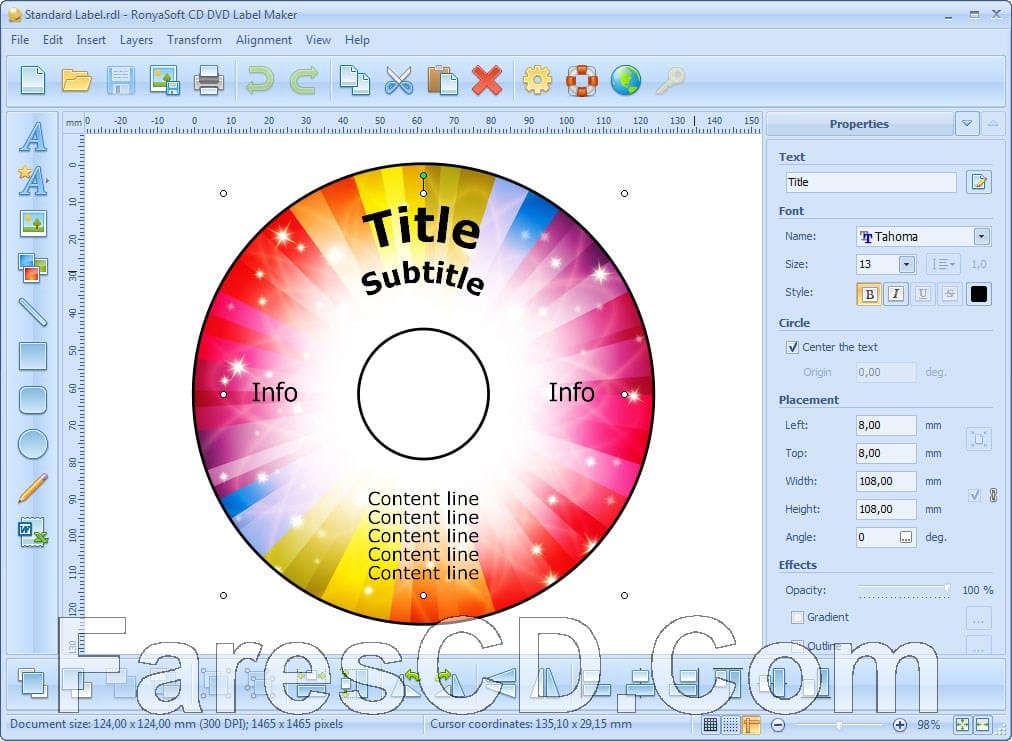 برنامج تصميم وطباعة أغلفة الاسطوانات | RonyaSoft CD DVD Label Maker