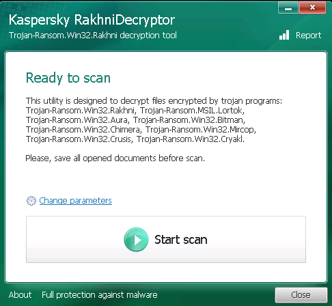 أداة كاسبرسكى لإزالة فيروسات التشفير | Kaspersky RakhniDecryptor