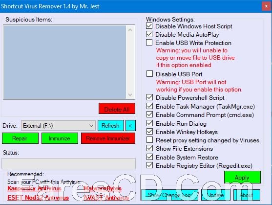 برنامج الحماية من فيروسات شورت كت | Shortcut Virus Remover