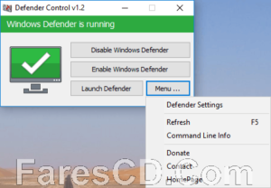 أداة الحماية من البرامج الضارة | Defender Control 2.1
