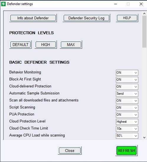 برنامج إدارة إعدادات الحماية لويندوز 10 و 8.1 | ConfigureDefender