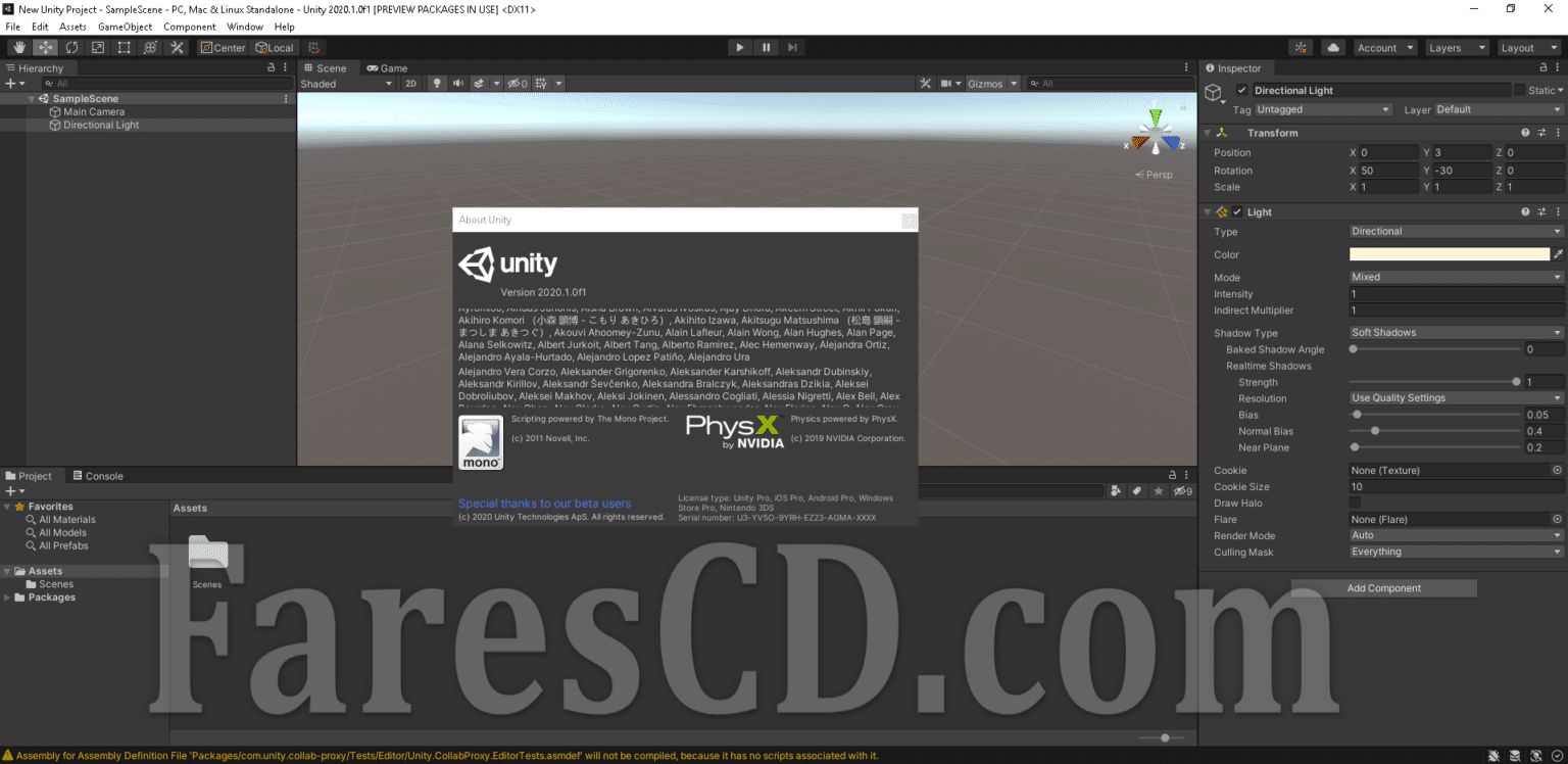 برنامج تصميم وصناعة الألعاب | Unity Pro 2020.2.5f1 | فارس الاسطوانات