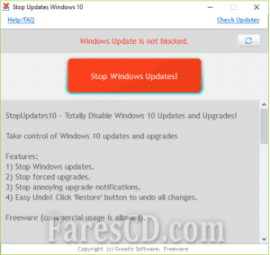 اداة إيقاف تحديثات ويندوز 10 | StopUpdates10 4.5.2023.523
