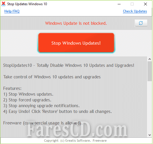اداة إيقاف تحديثات ويندوز 10 | StopUpdates10