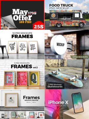 تجميعة ملفات فوتوشوب المفتوحة | CreativeMarket 169 PSD May Bundle
