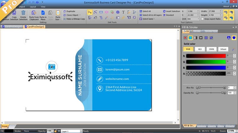برنامج تصميم الكروت الشخصية | EximiousSoft Business Card Designer Pro