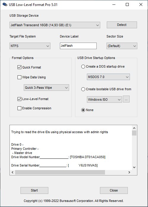 برنامج إستعادة ضبط المصنع للفلاشة | USB Low-Level Format Pro