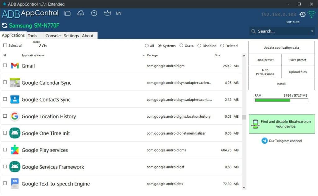برنامج إدارة التطبيقات على جهاز الأندرويد | ADB AppControl Extended