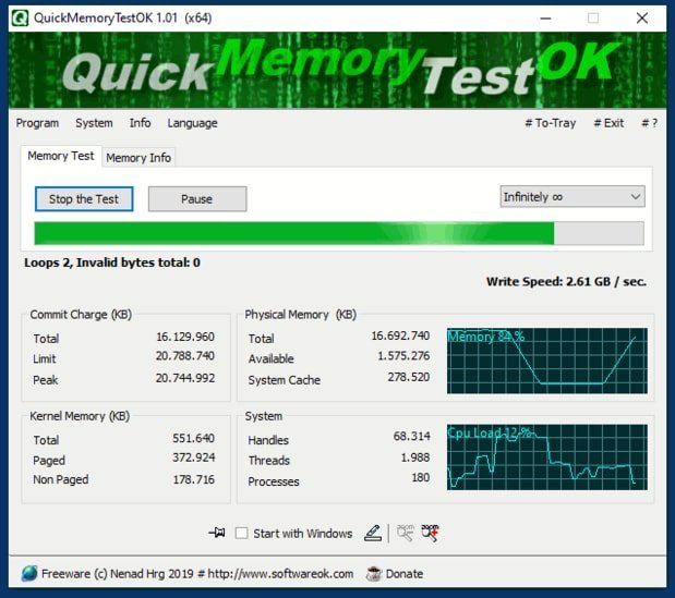 تحميل برنامج فحص الرام QuickMemoryTestOK