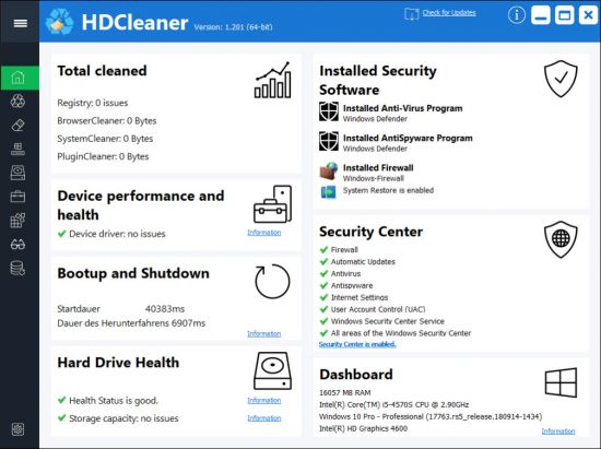 تحميل برنامج صيانة الكمبيوتر | HDCleaner