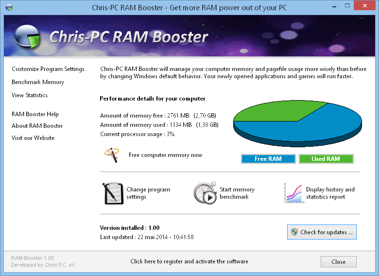 تحميل برنامج Chris-PC RAM Booster
