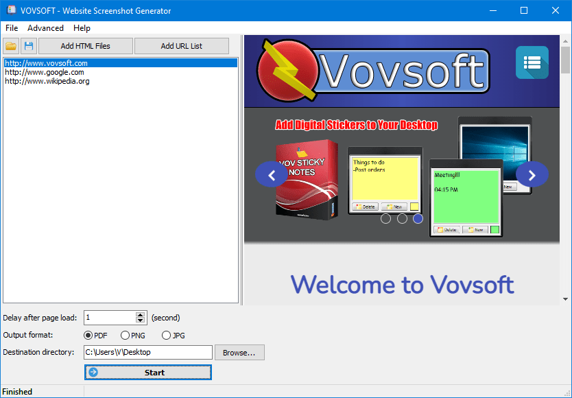 برنامج VovSoft Website Screenshot Generator