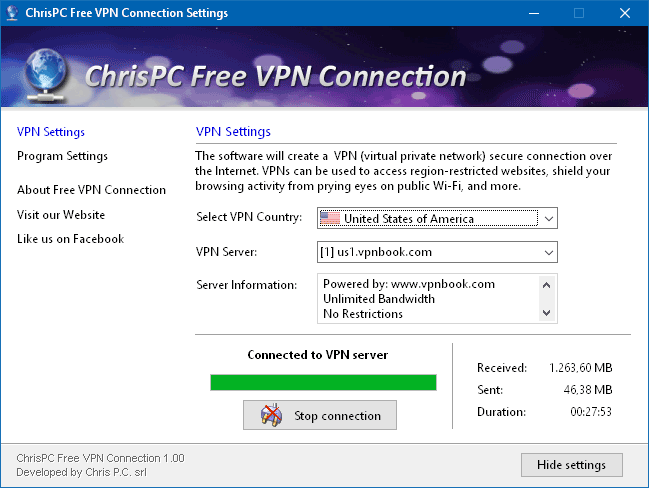 برنامج ChrisPC Free VPN Connection