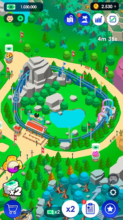 لعبة Idle Theme Park Tycoon MOD - مدينة الملاهى