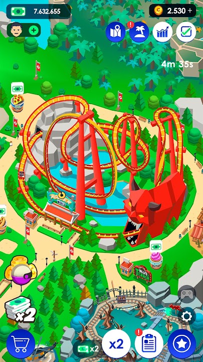 لعبة Idle Theme Park Tycoon MOD - مدينة الملاهى