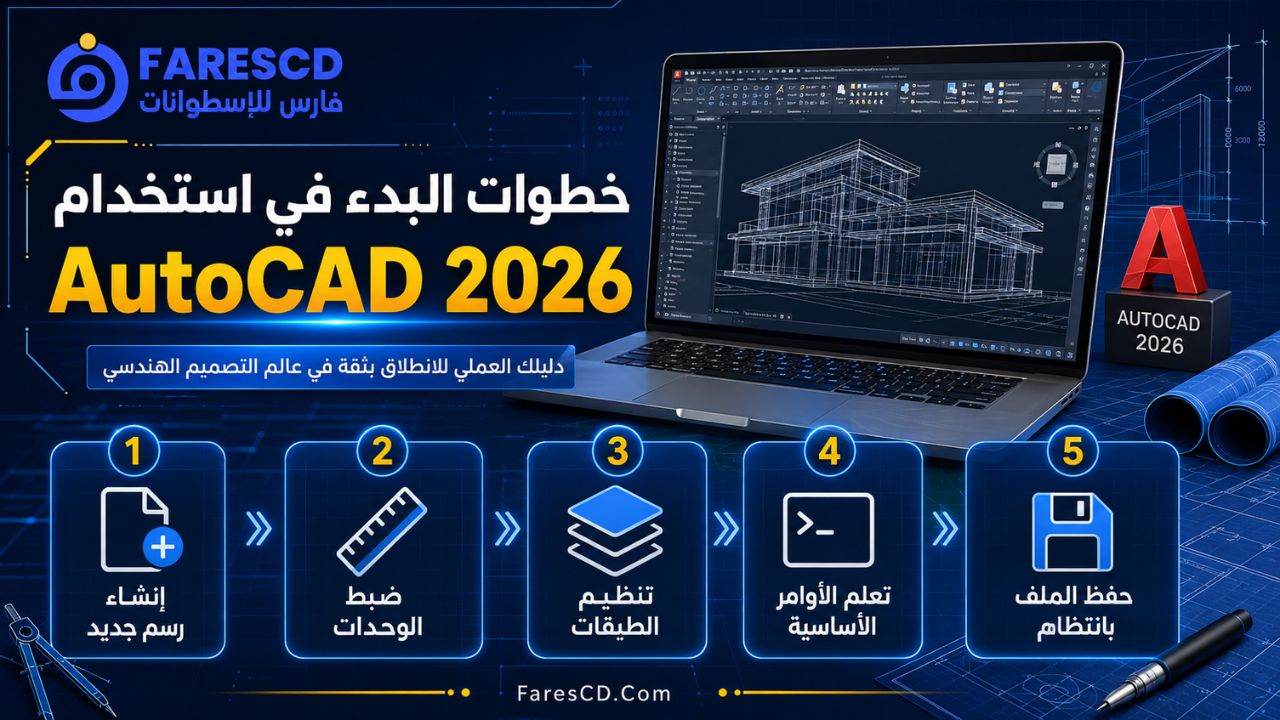 خطوات البدء في استخدام AutoCAD 2026