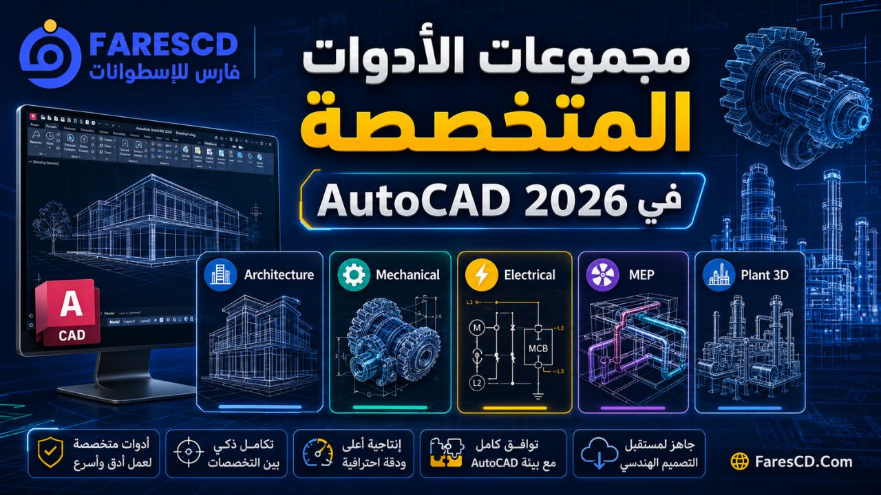مجموعات الأدوات المتخصصة في AutoCAD 2026