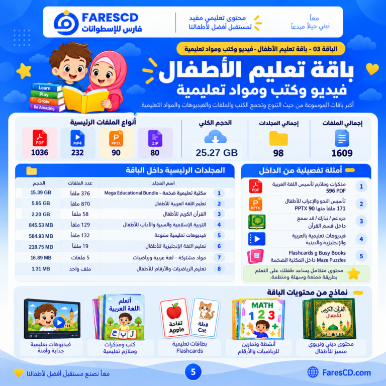 تعليم الأطفال بالفيديو والكتب والمواد التعليمية