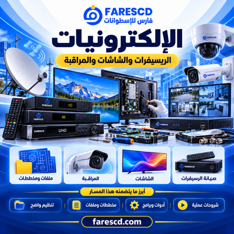 الريسيفرات والشاشات وأنظمة المراقبة والإلكترونيات