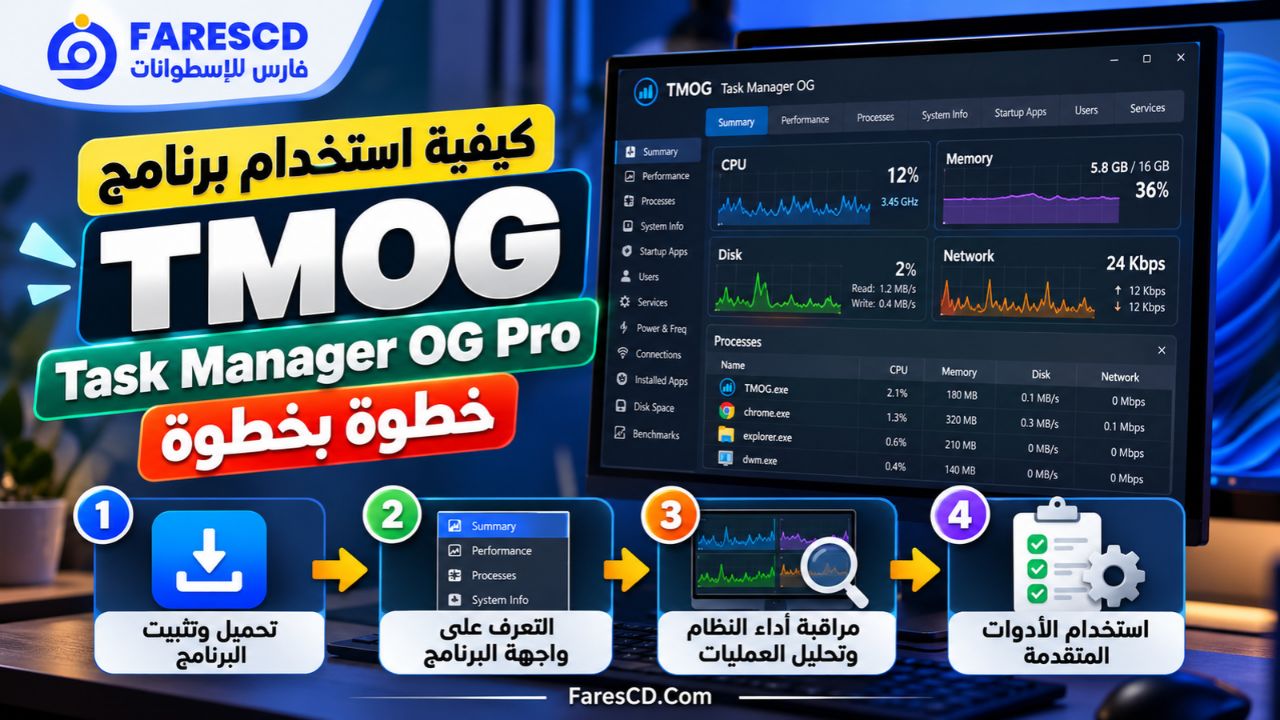 كيفية استخدام برنامج TMOG Task Manager OG Pro خطوة بخطوة