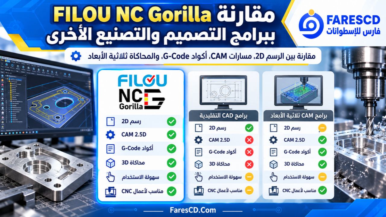 مقارنة FILOU NC Gorilla ببرامج التصميم والتصنيع الأخرى