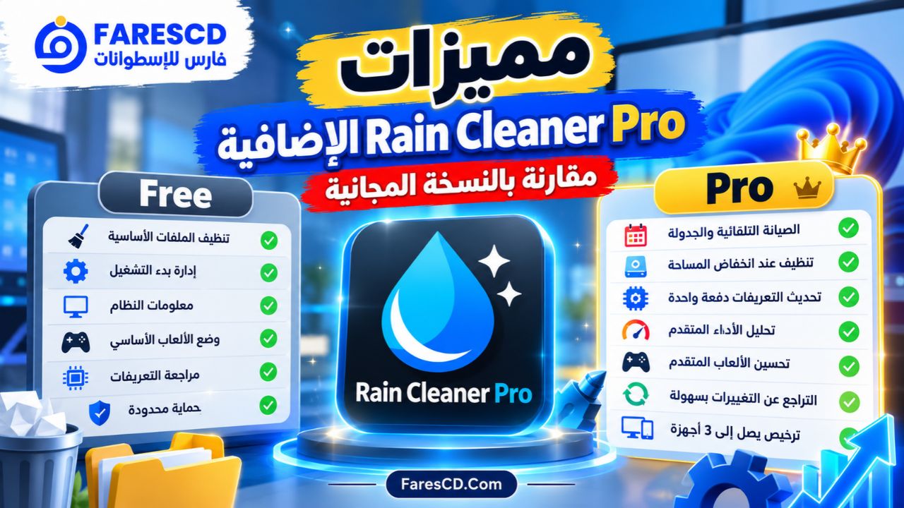 مميزات Rain Cleaner Pro الإضافية مقارنة بالنسخة المجانية